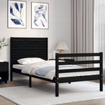Bed Frame without Mattress Black 90x190 cm Solid Wood