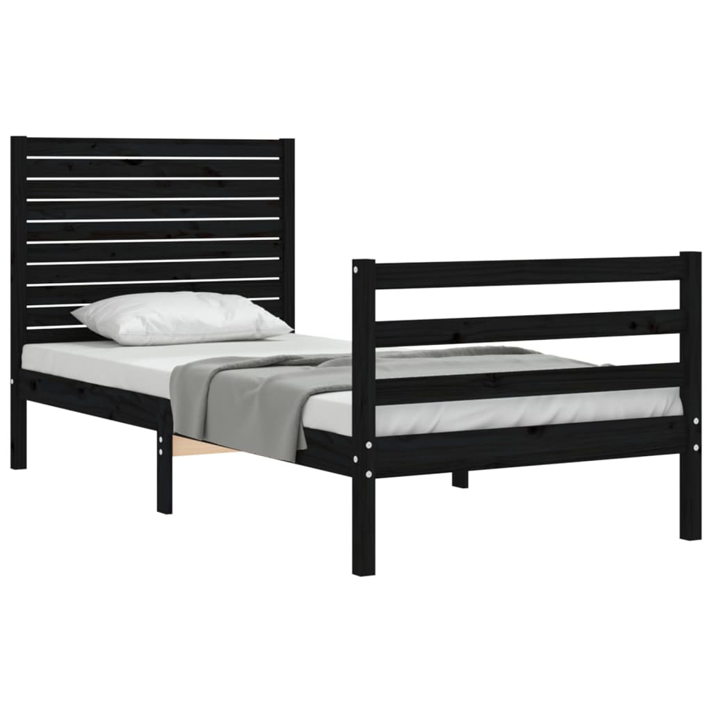 Bed Frame without Mattress Black 90x190 cm Solid Wood