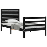 Bed Frame without Mattress Black 90x190 cm Solid Wood