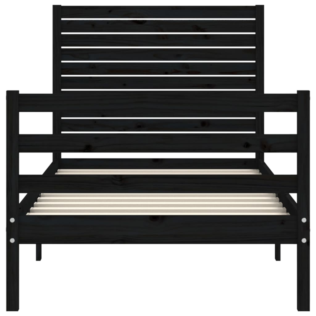 Bed Frame without Mattress Black 90x190 cm Solid Wood