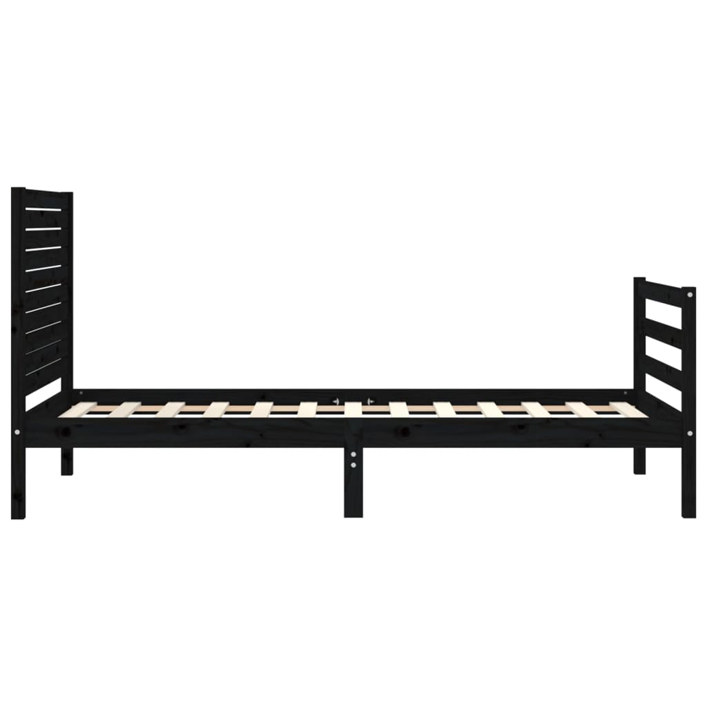 Bed Frame without Mattress Black 90x190 cm Solid Wood