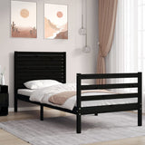 Bed Frame without Mattress Black 90x190 cm Solid Wood