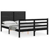 Bed Frame without Mattress Black 135x190 cm Solid Wood