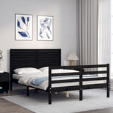 Bed Frame without Mattress Black 135x190 cm Solid Wood