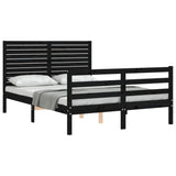 Bed Frame without Mattress Black 135x190 cm Solid Wood