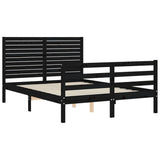 Bed Frame without Mattress Black 135x190 cm Solid Wood