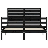Bed Frame without Mattress Black 135x190 cm Solid Wood