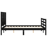 Bed Frame without Mattress Black 135x190 cm Solid Wood - Close-Up Angle