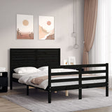 Bed Frame without Mattress Black 135x190 cm Solid Wood