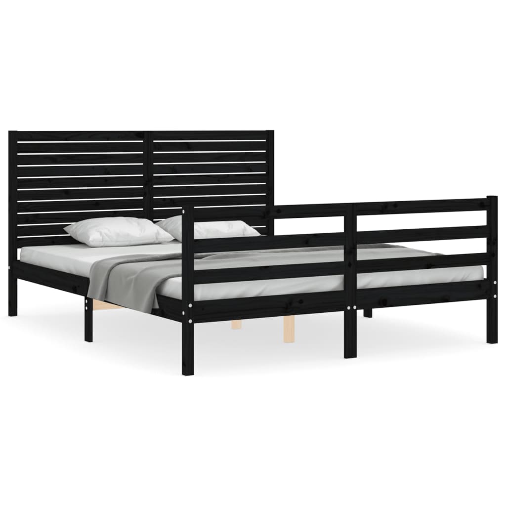 Bed Frame without Mattress Black 150x200 cm Solid Wood