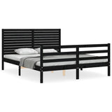 Bed Frame without Mattress Black 150x200 cm Solid Wood - Front View