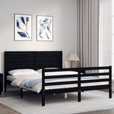 Bed Frame without Mattress Black 150x200 cm Solid Wood