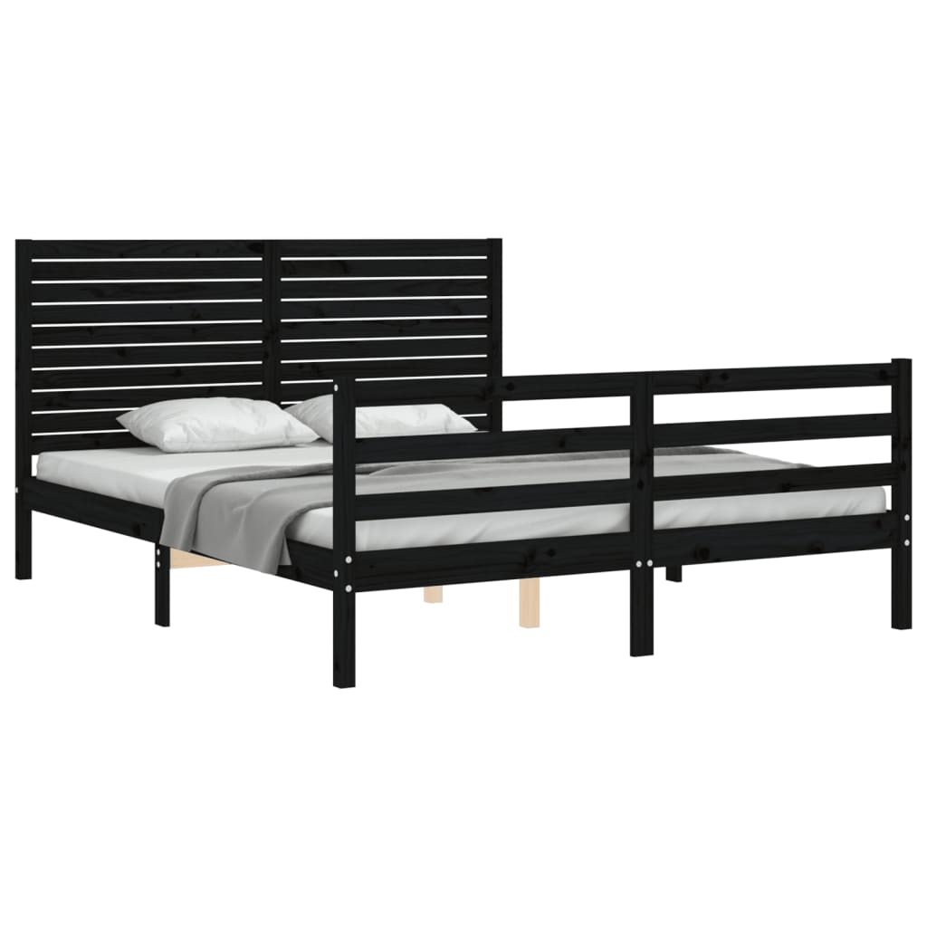Bed Frame without Mattress Black 150x200 cm Solid Wood