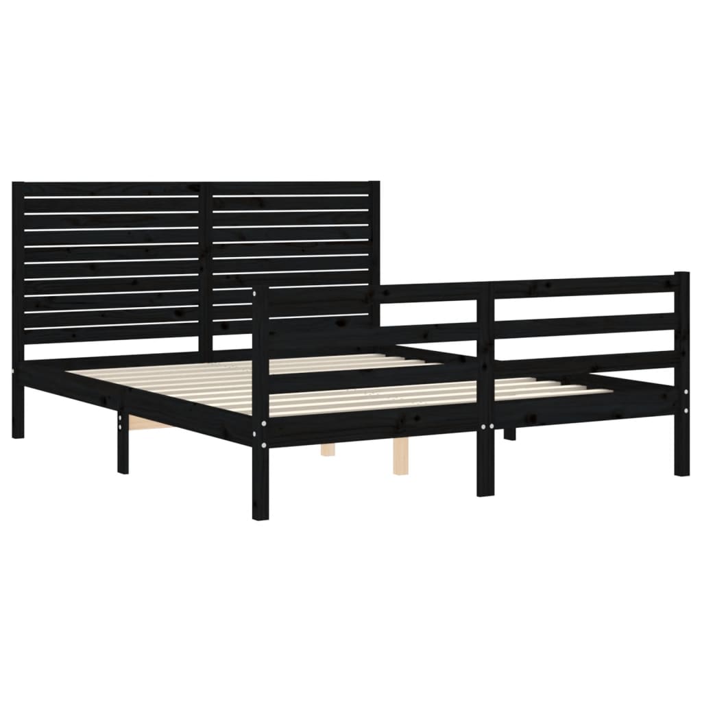 Bed Frame without Mattress Black 150x200 cm Solid Wood