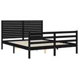 Bed Frame without Mattress Black 150x200 cm Solid Wood - 45-Degree Angle