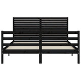 Bed Frame without Mattress Black 150x200 cm Solid Wood - Rear View