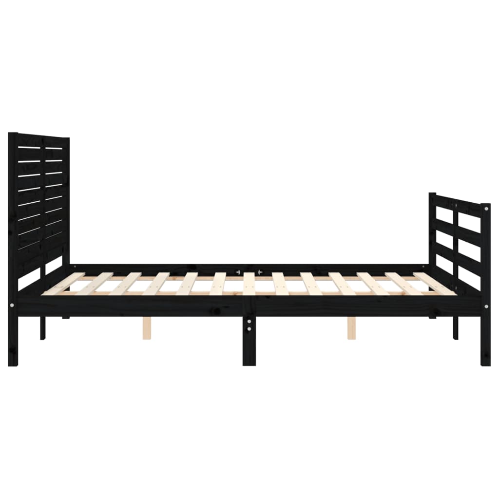 Bed Frame without Mattress Black 150x200 cm Solid Wood