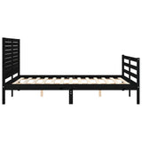 Bed Frame without Mattress Black 150x200 cm Solid Wood - Close-Up Angle