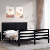 Bed Frame without Mattress Black 150x200 cm Solid Wood