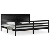 Bed Frame without Mattress Black 183x203 cm King Solid Wood - Front View