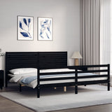 Bed Frame without Mattress Black 183x203 cm King Solid Wood - Side View