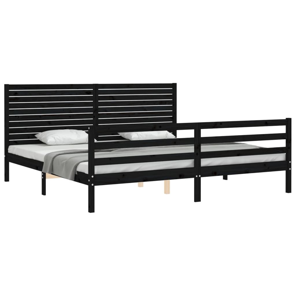Bed Frame without Mattress Black 183x203 cm King Solid Wood