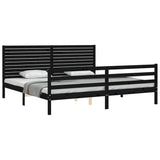 Bed Frame without Mattress Black 183x203 cm King Solid Wood - Top-Down View