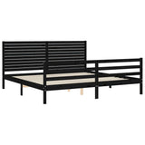 Bed Frame without Mattress Black 183x203 cm King Solid Wood - 45-Degree Angle