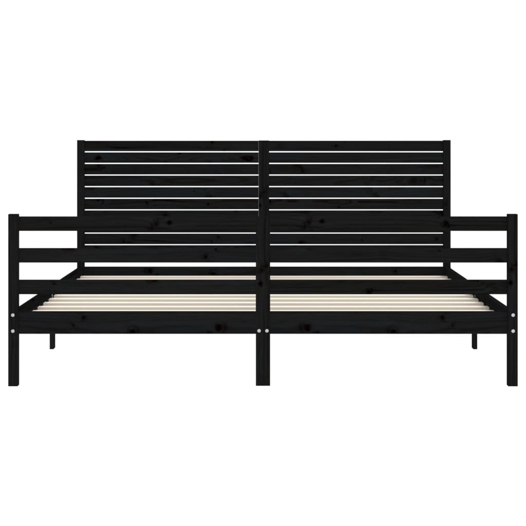 Bed Frame without Mattress Black 183x203 cm King Solid Wood
