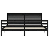 Bed Frame without Mattress Black 183x203 cm King Solid Wood