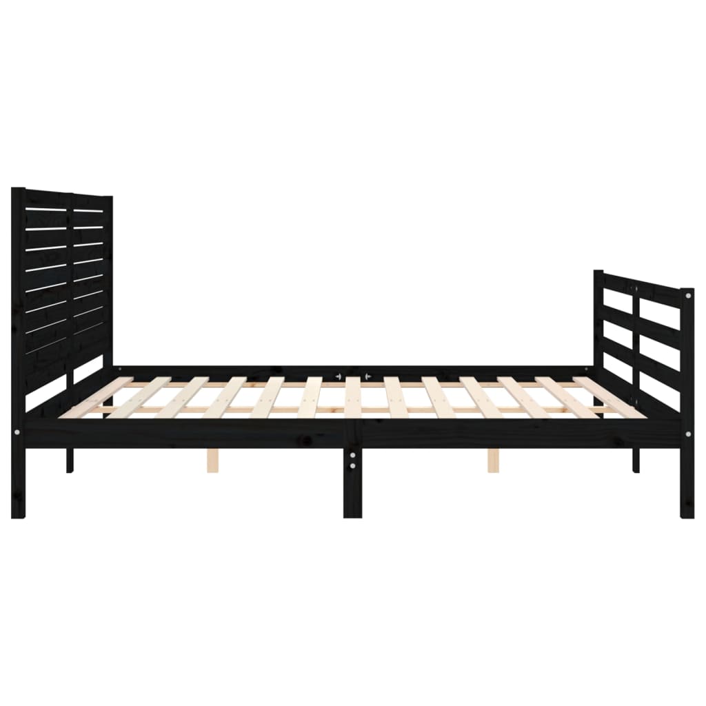 Bed Frame without Mattress Black 183x203 cm King Solid Wood