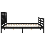 Bed Frame without Mattress Black 183x203 cm King Solid Wood - Close-Up Angle