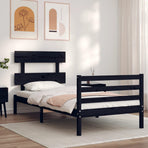 Bed Frame without Mattress Black 90x190 cm Solid Wood