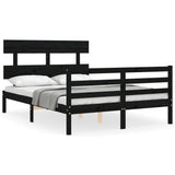 Bed Frame without Mattress Black 135x190 cm Solid Wood