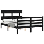 Bed Frame without Mattress Black 135x190 cm Solid Wood