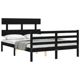 Bed Frame without Mattress Black 135x190 cm Solid Wood - Top-Down View