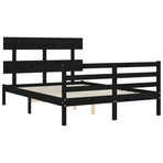 Bed Frame without Mattress Black 135x190 cm Solid Wood