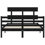 Bed Frame without Mattress Black 135x190 cm Solid Wood
