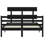 Bed Frame without Mattress Black 135x190 cm Solid Wood