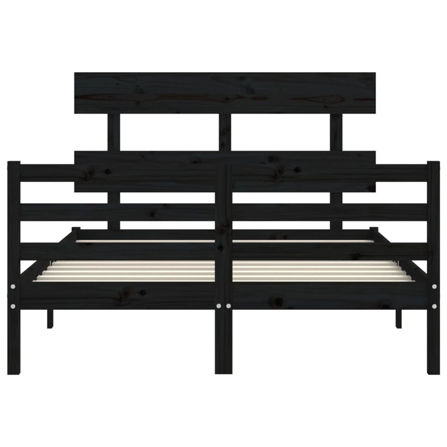 Bed Frame without Mattress Black 135x190 cm Solid Wood