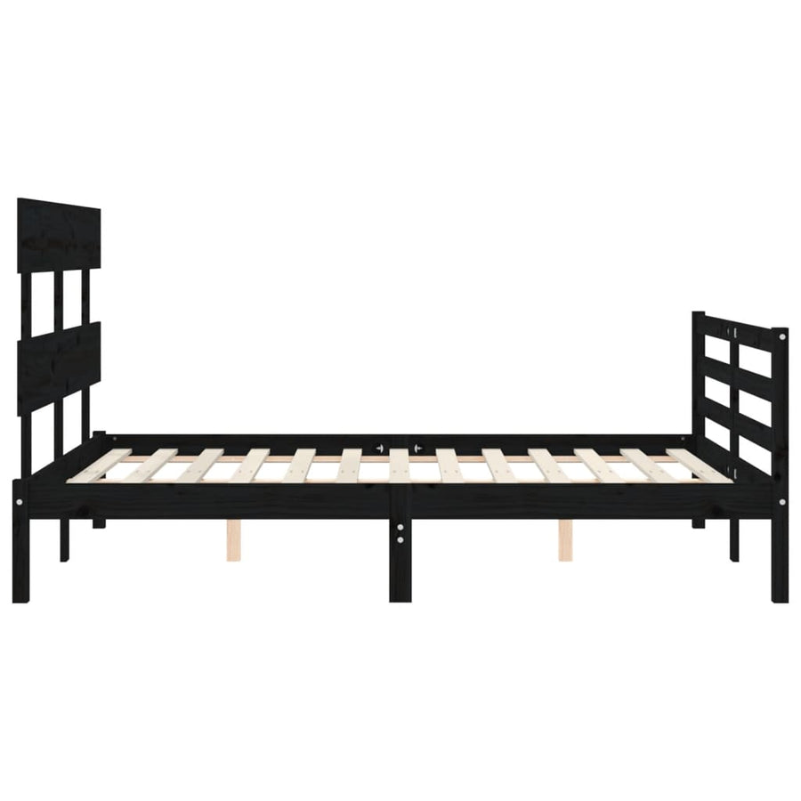 Bed Frame without Mattress Black 135x190 cm Solid Wood