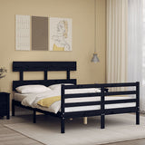 Bed Frame without Mattress Black 135x190 cm Solid Wood