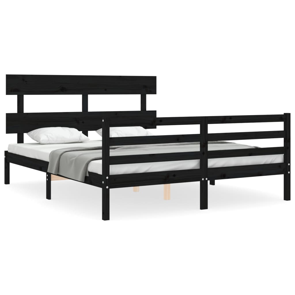 Bed Frame without Mattress Black 150x200 cm Solid Wood