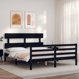 Bed Frame without Mattress Black 150x200 cm Solid Wood - Side View