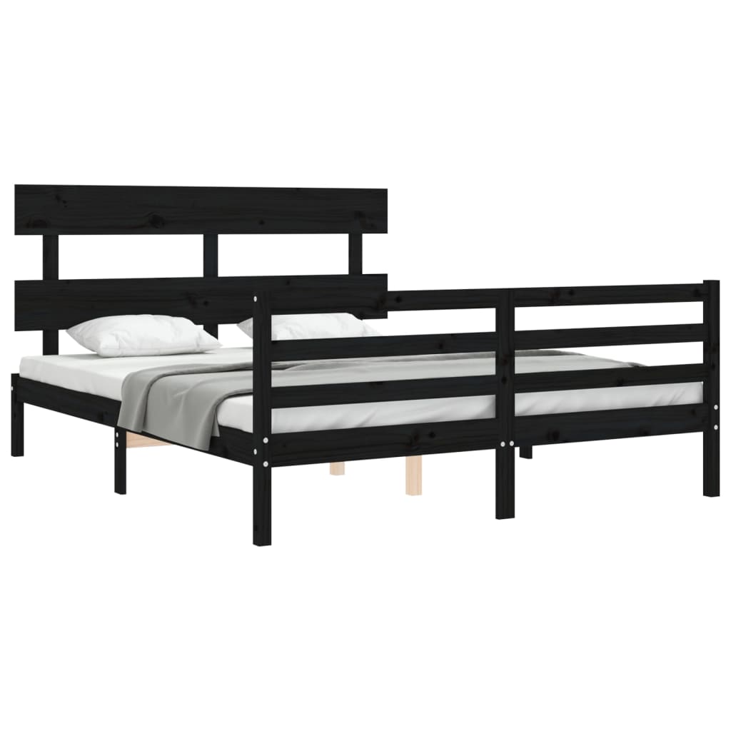 Bed Frame without Mattress Black 150x200 cm Solid Wood