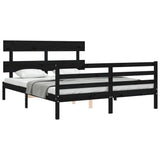 Bed Frame without Mattress Black 150x200 cm Solid Wood