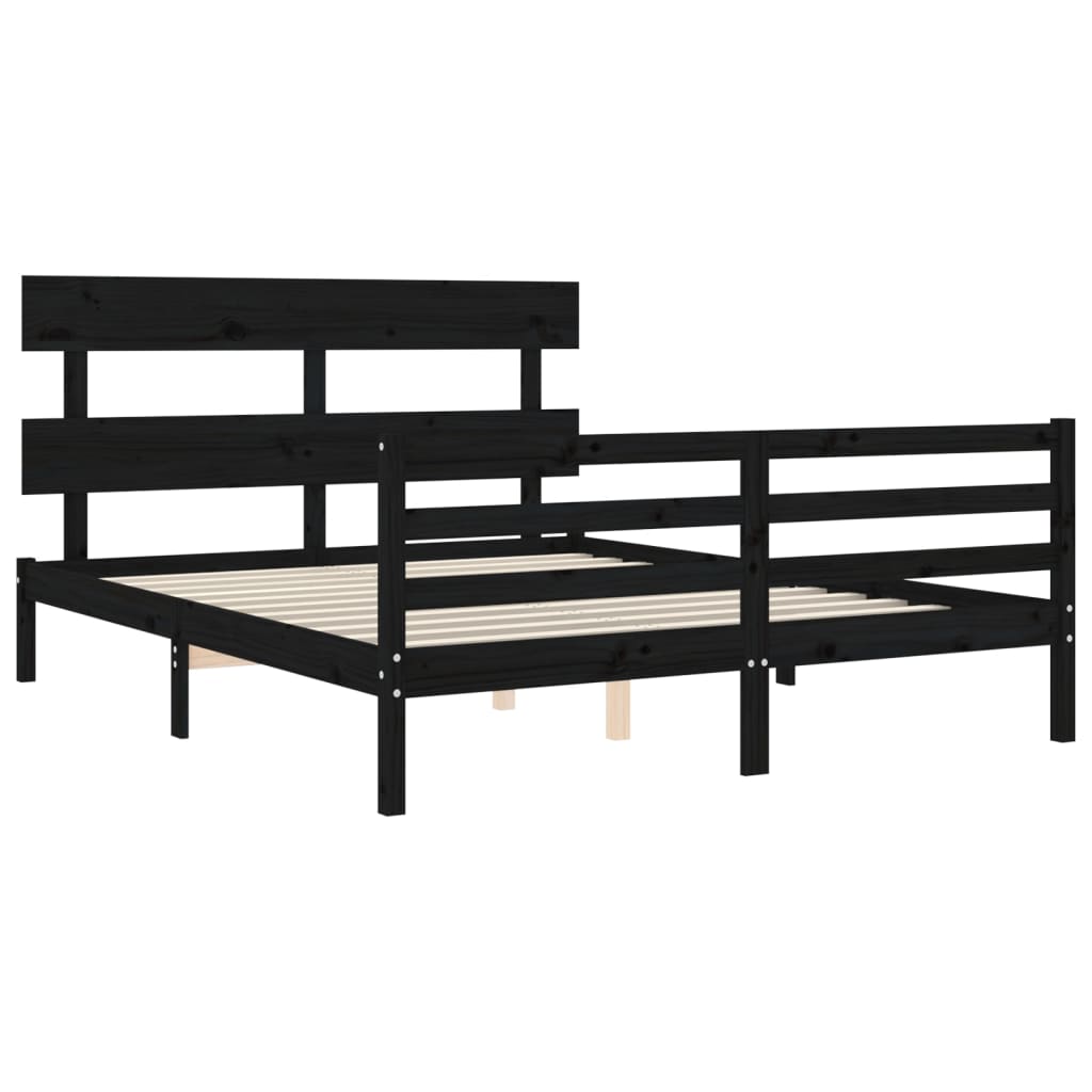 Bed Frame without Mattress Black 150x200 cm Solid Wood