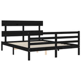 Bed Frame without Mattress Black 150x200 cm Solid Wood