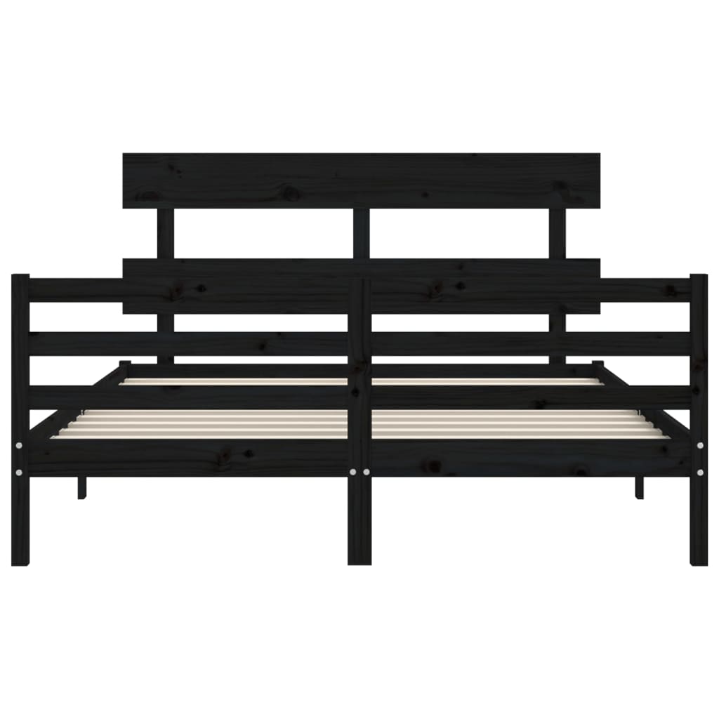 Bed Frame without Mattress Black 150x200 cm Solid Wood