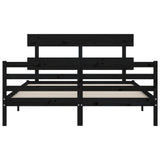 Bed Frame without Mattress Black 150x200 cm Solid Wood